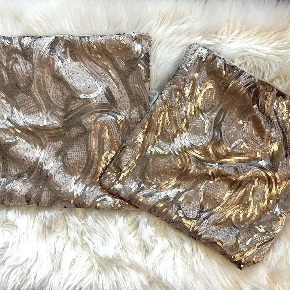 Kenneth Cole Reaction Home Rose Gold Sequin Pillow Covers, Set of 2 | SZ 15 x 15